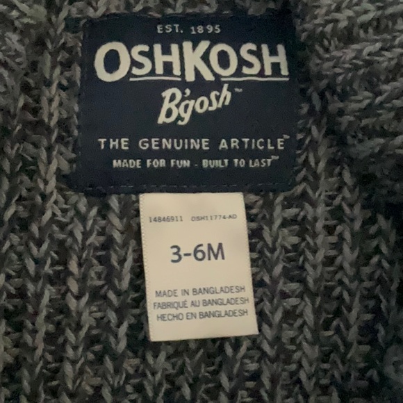 Oshkosh notch-lapel collar black & gray tweed look cardigan with pockets. 3-6m - Picture 4 of 8